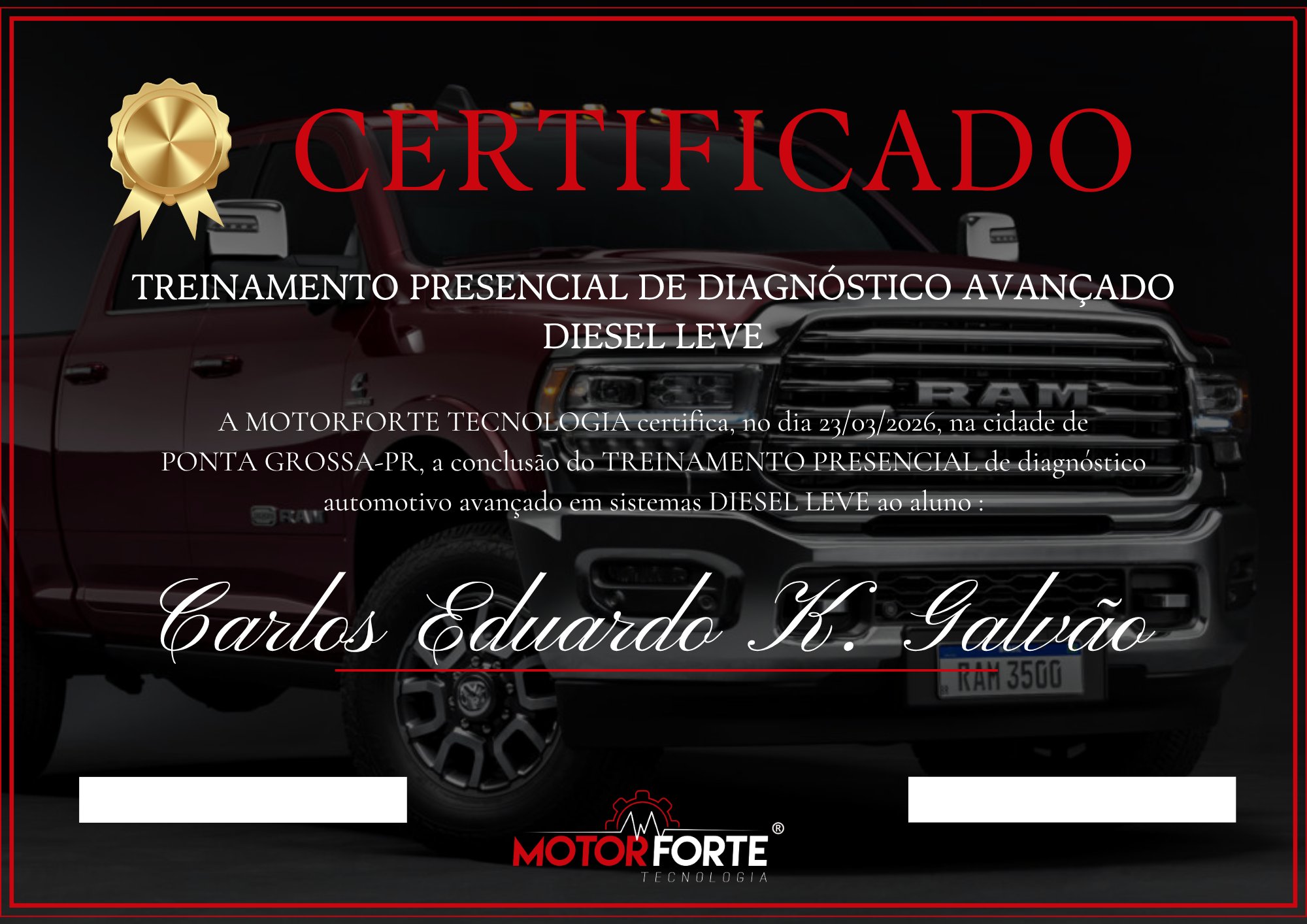 Certificado Diagnóstico Diesel Leve — Motor Forte Tecnologia